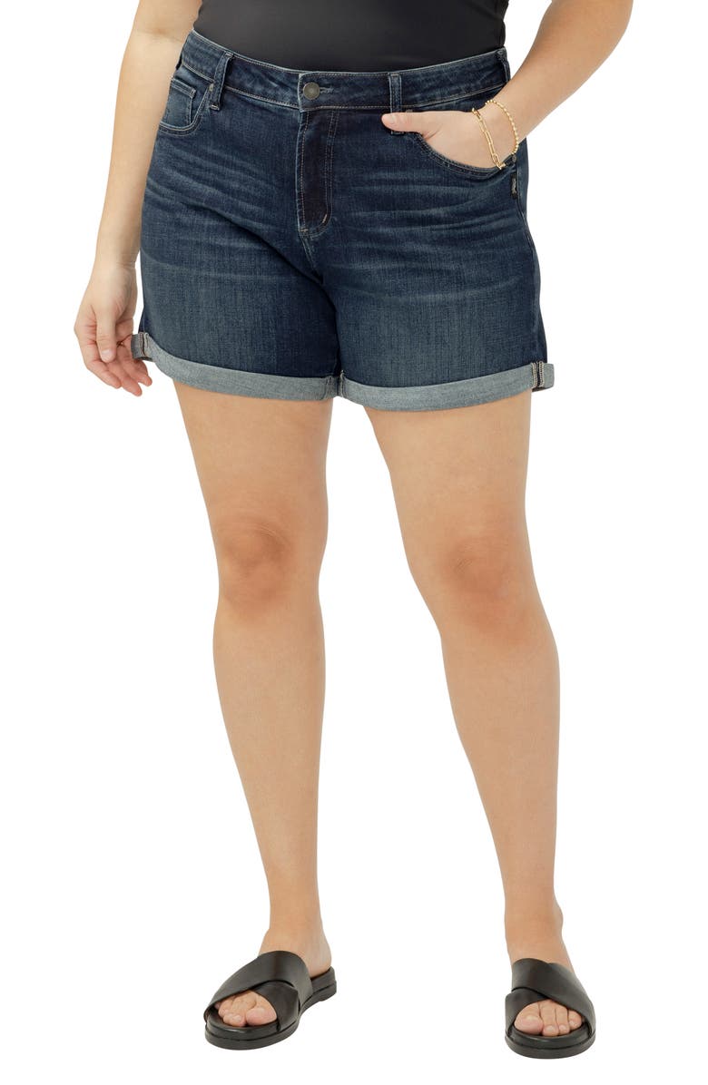 Silver Jeans Co. Mid Rise Denim Boyfriend Shorts, Main, color, Bonita