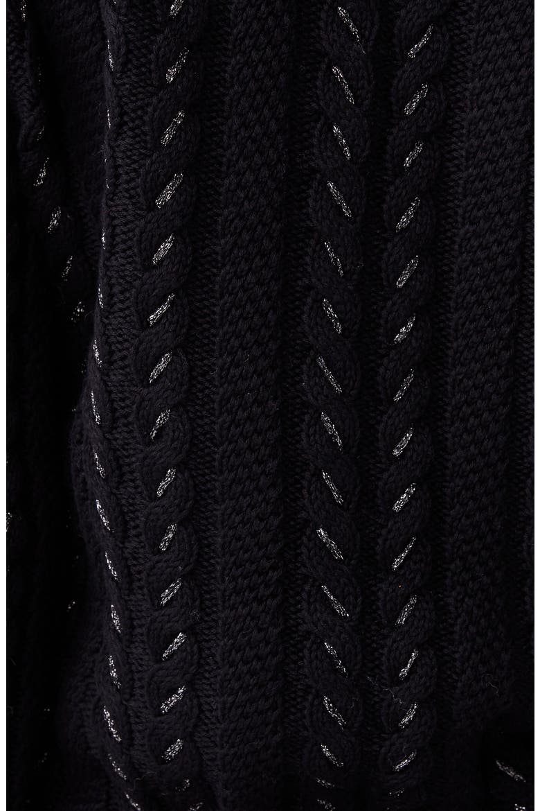 Dorthea Metallic V-Neck Sweater, Alternate, color, BLACK/ GUNMETAL METALLIC