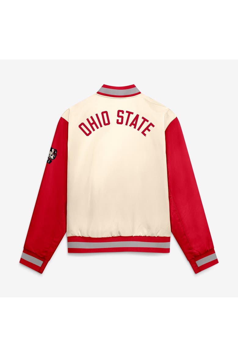 Men's Nike  Natural/Scarlet Ohio State Buckeyes Legacy Full-Snap Bomber Jacket, Alternate, color, Natural