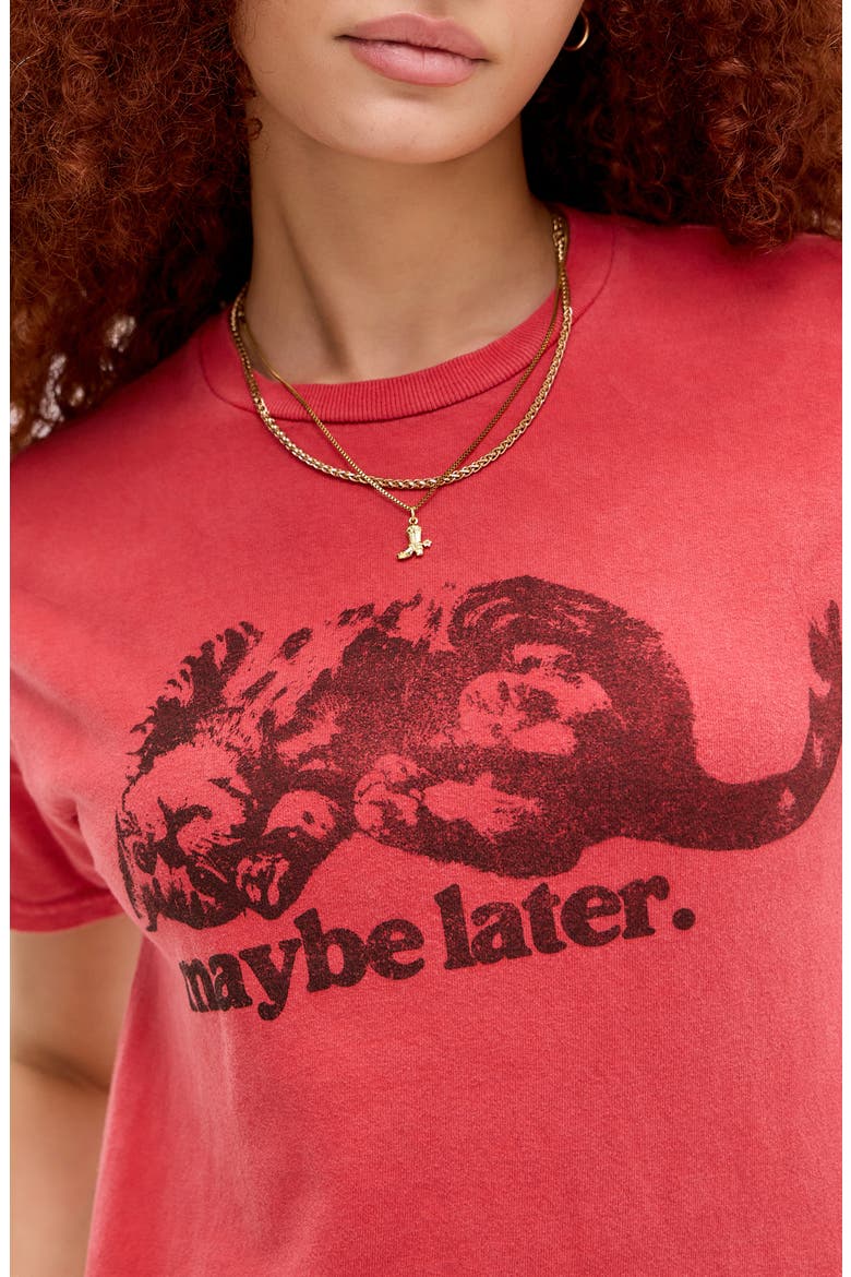 Maybe Later Cat Graphic T-Shirt, Alternate, color, RED