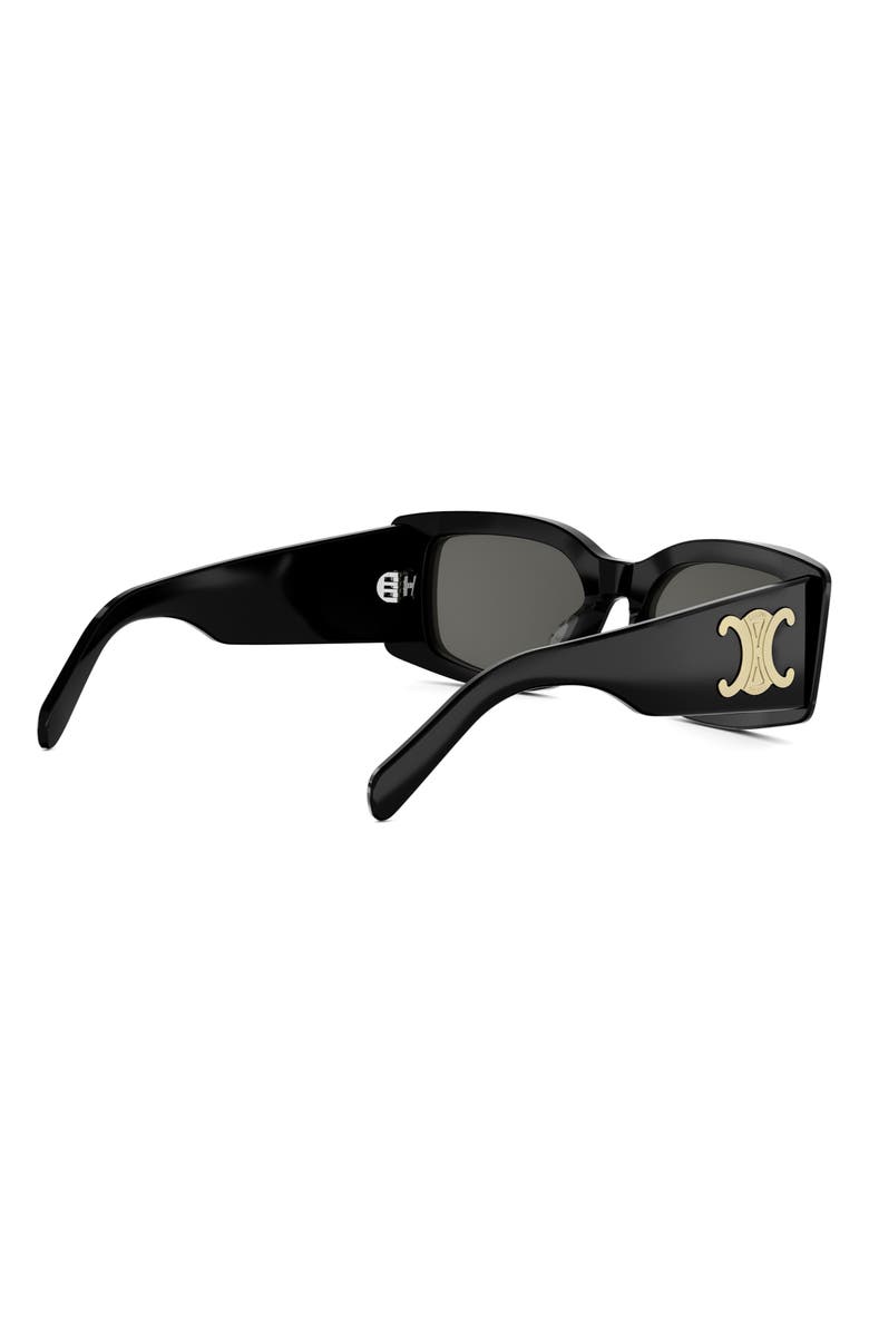 CELINE Triomphe 53mm Rectangular Sunglasses, Alternate, color, Shiny Black / Smoke/ Gold