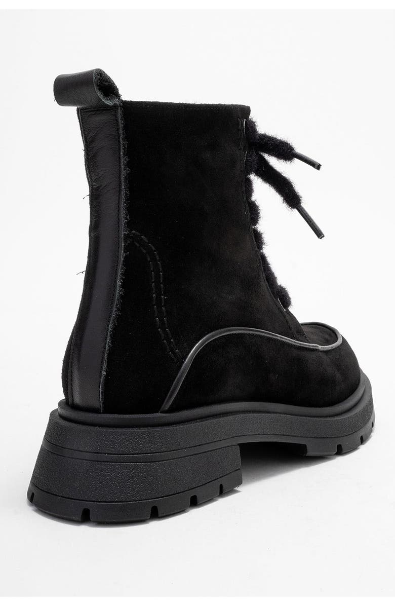 Forever & Always Shoes Mina Leather Combat Boot, Alternate, color, Black Suede Leather