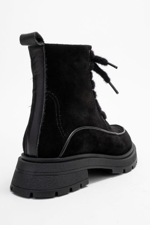 Forever & Always Shoes Mina Leather Combat Boot In Black