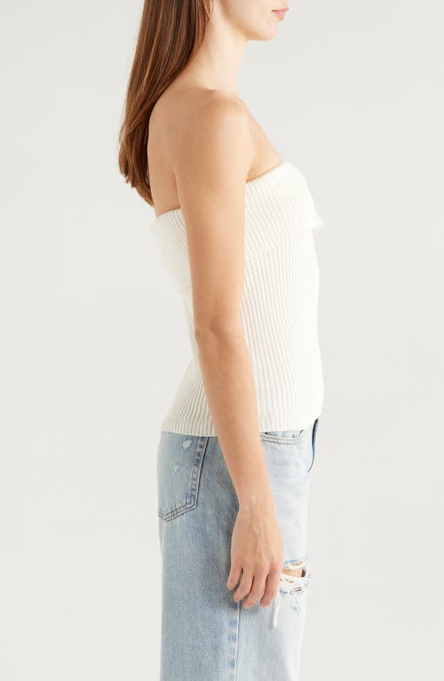 Pacsun Kate Side Button Foldover Rib Tube Top In Gardenia