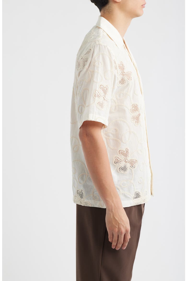 Ben Embroidered Detail Organic Cotton Camp Shirt, Alternate, color, IVORY