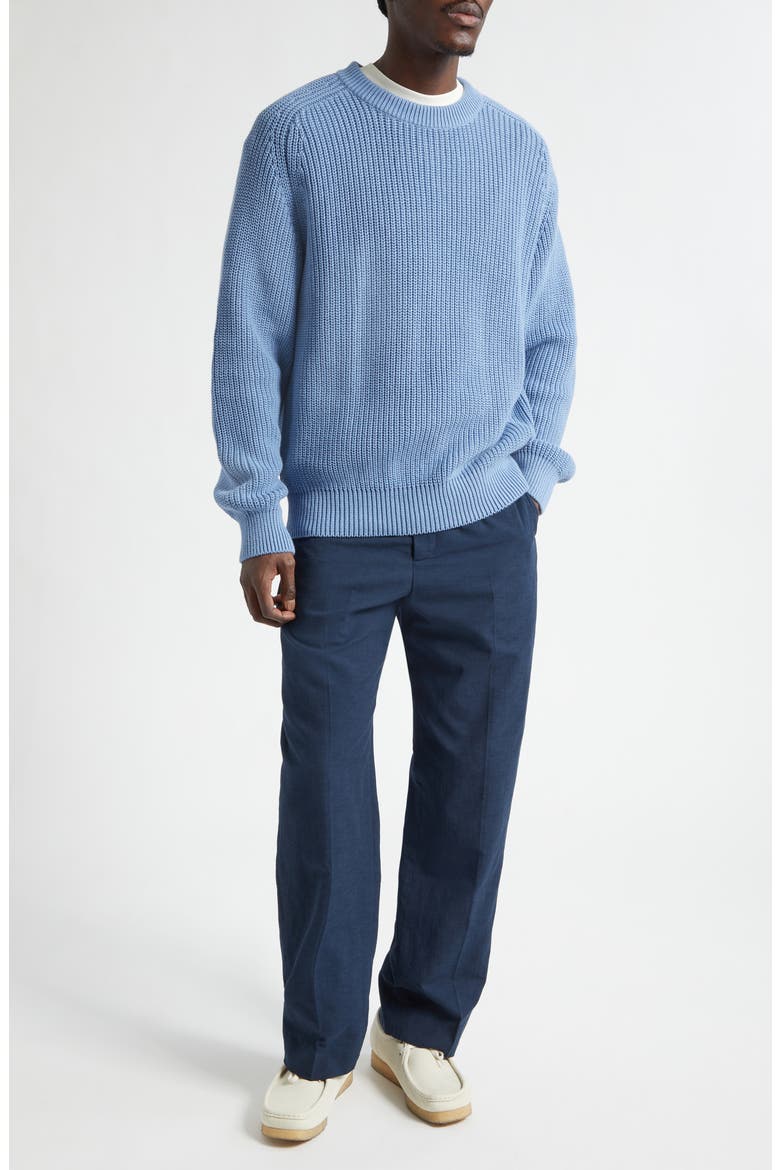 Fisherman Stitch Cotton Sweater, Alternate, color, BABY BLUE