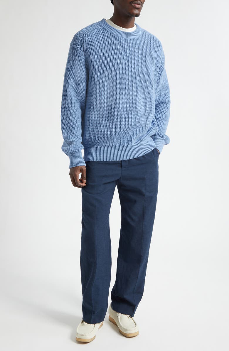 PALMES Fisherman Stitch Cotton Sweater, Alternate, color, Baby Blue