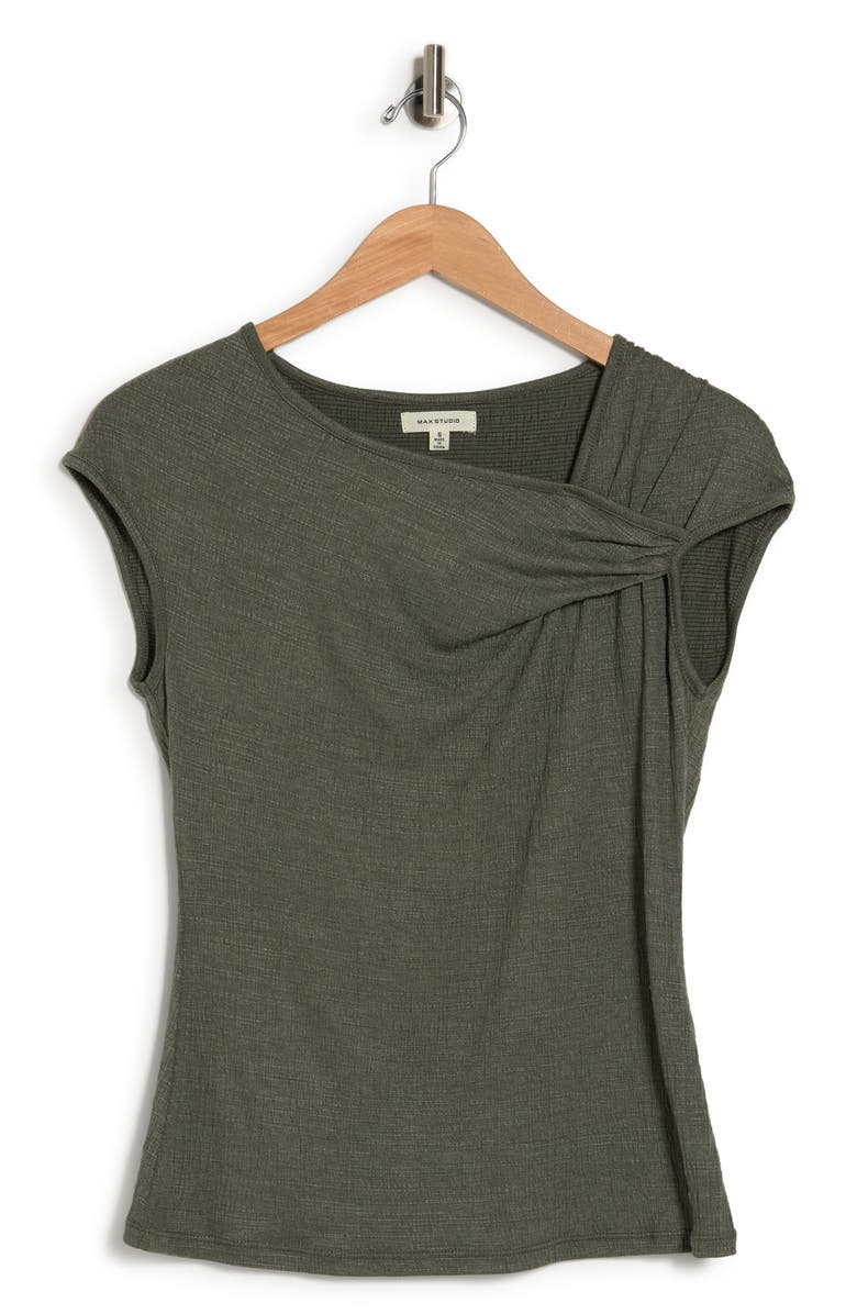 MAX STUDIO Textured Side Gather Top, Alternate, color, Army