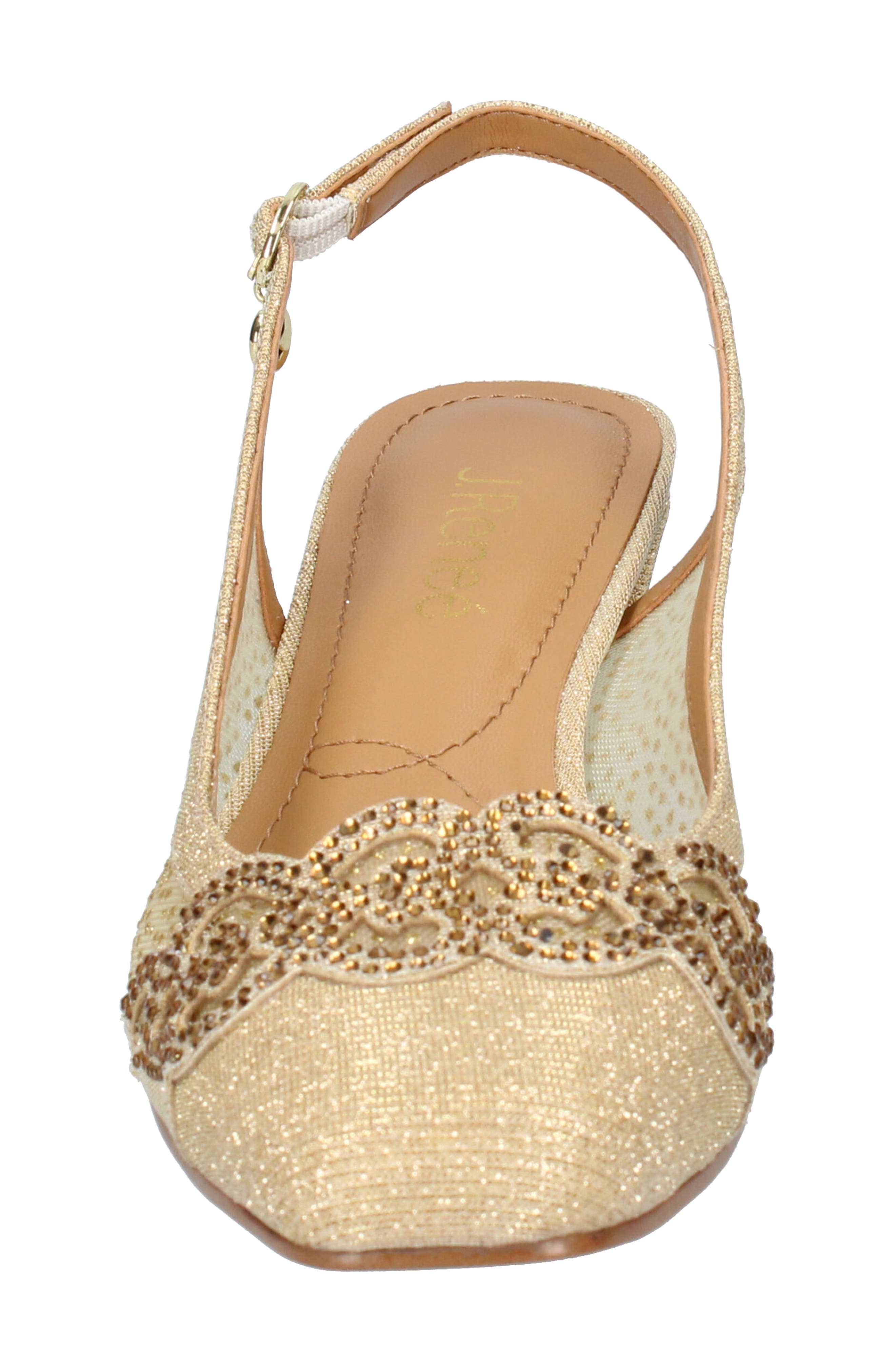 Faleece Crystal Embellished Slingback Pump, Alternate, color, GOLD