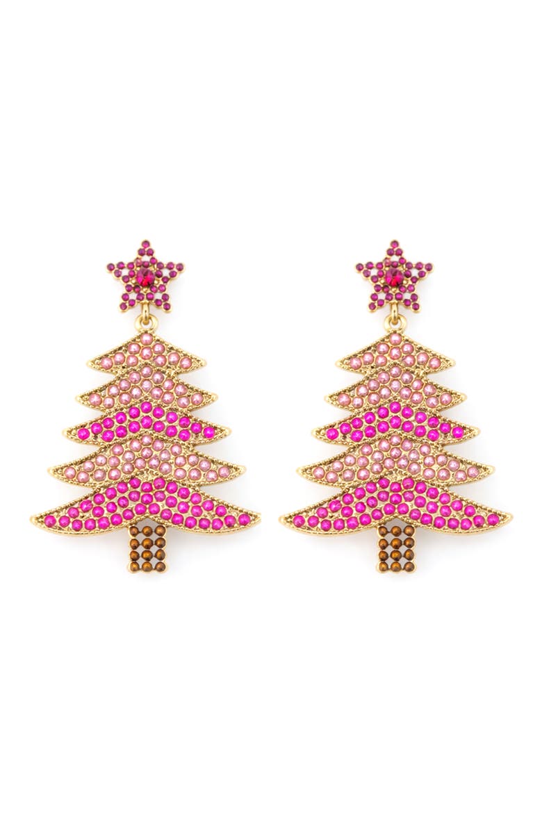 Christmas Tree Drop Earrings, Main, color, PINK