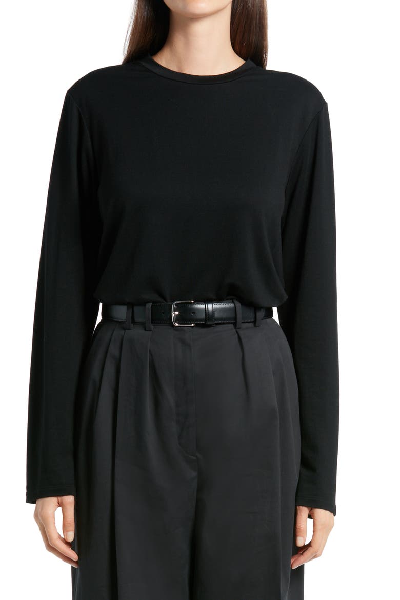 Sherman Long Sleeve Light Jersey Top, Main, color, BLACK