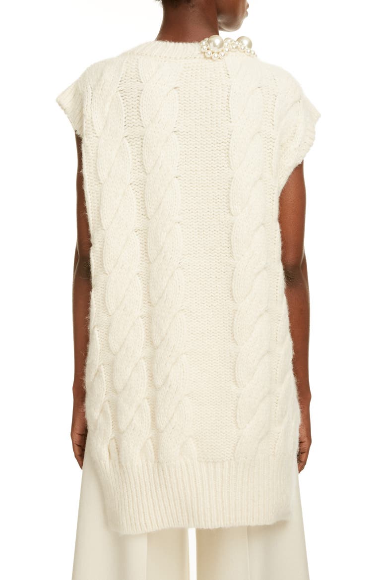 Embellished Cable Sweater Vest, Alternate, color, CREAM/ PEARL
