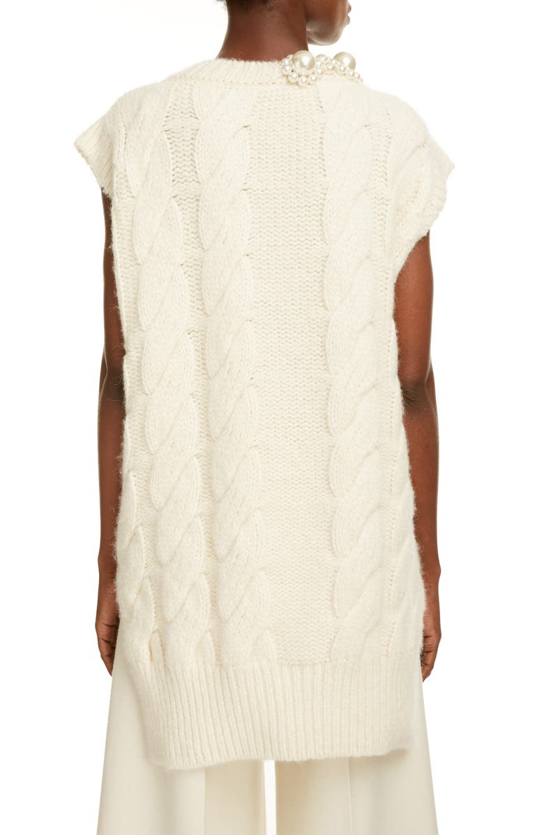 Simone Rocha Embellished Cable Sweater Vest, Alternate, color,