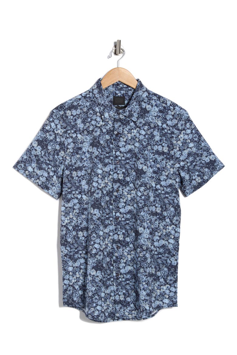 Field Floral Performance Short Sleeve Shirt, Alternate, color, NAVY SPRING FIELD