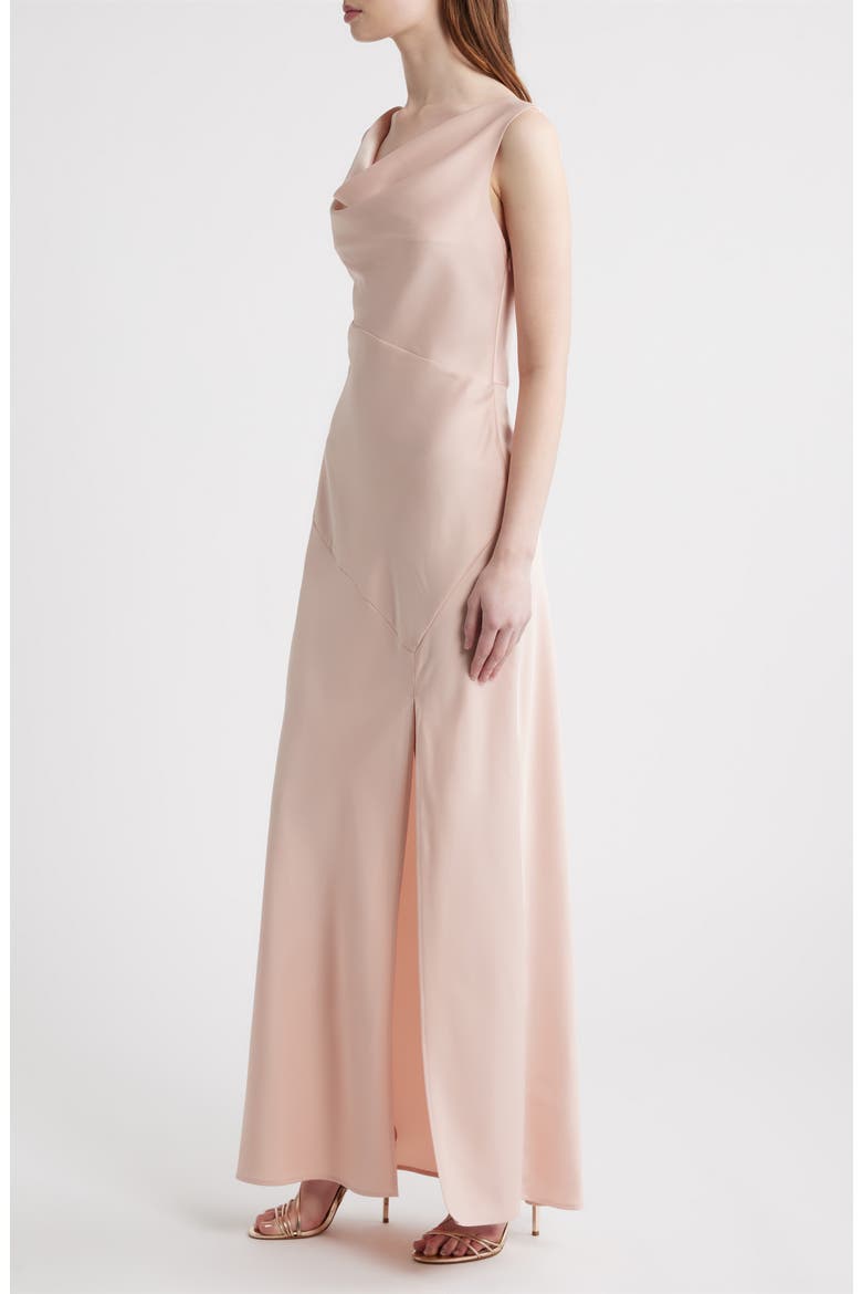 Lea Cowl Neck Satin Gown, Alternate, color, BLUSH