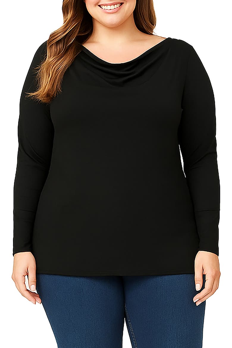 Long Sleeve V-Neck T-Shirt, Main, color, BLACK