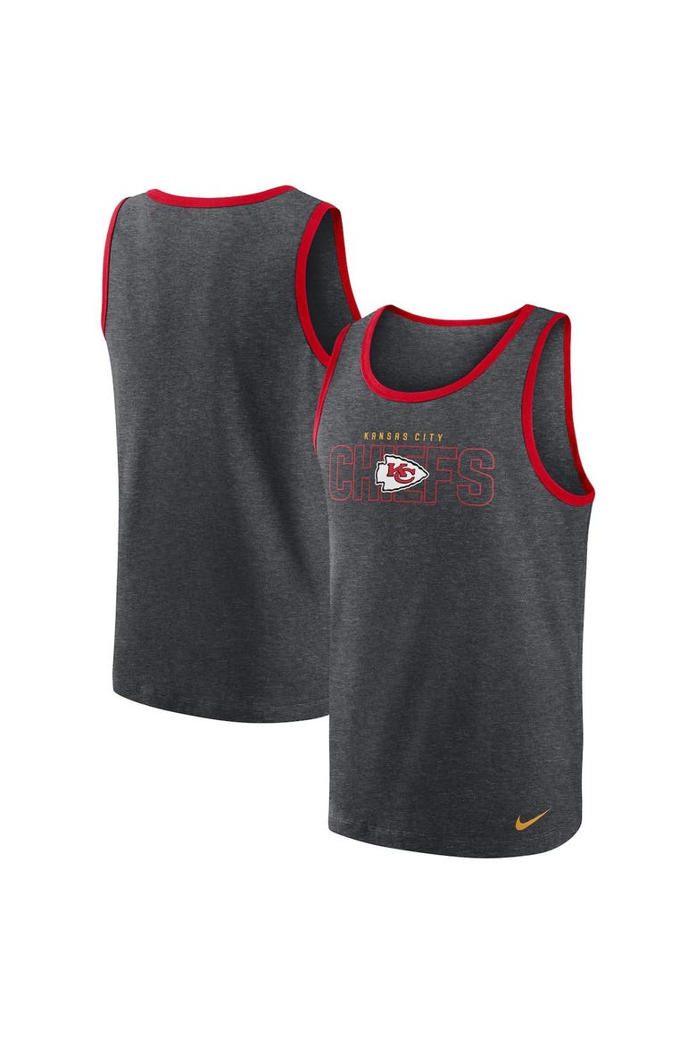 Men's Nike Heathered Charcoal Kansas City Chiefs Tri-Blend Tank Top, Main, color, Heather Charcoal