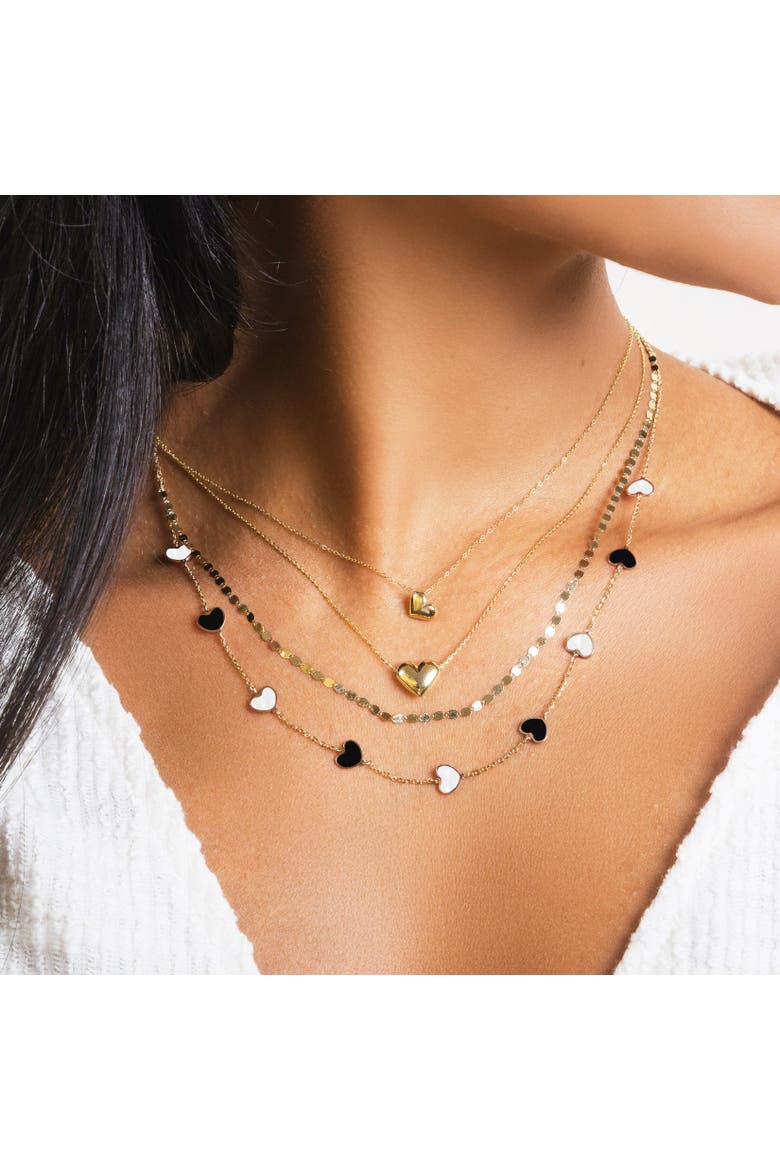 Mother of Pearl and Onyx Mixed Heart Station Necklace, Alternate, color, Mother of Pearl and Onyx