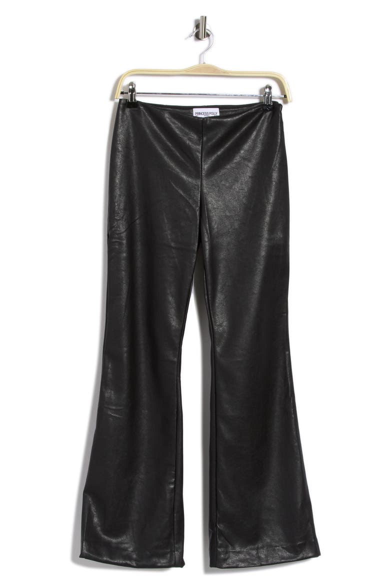 Azria Faux Leather Flared Pants, Main, color, BLACK