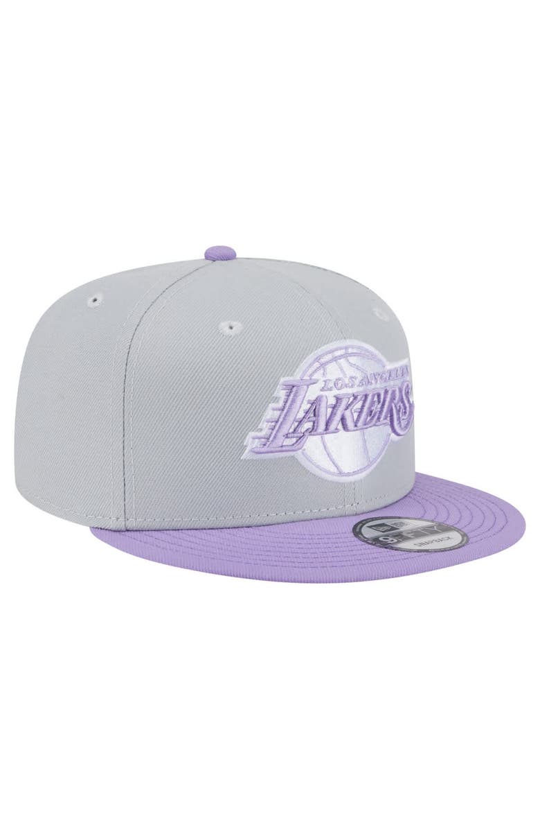 New Era Men's New Era  Gray/Purple Los Angeles Lakers Color Pack Two-Tone 9FIFTY Snapback Hat, Alternate, color, 