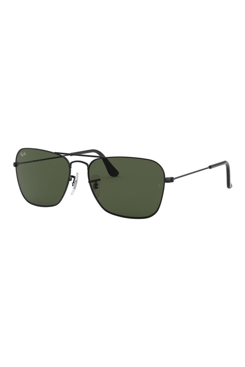 'Caravan' 55mm Sunglasses, Alternate, color, MATTE BLACK / G-15 GREEN