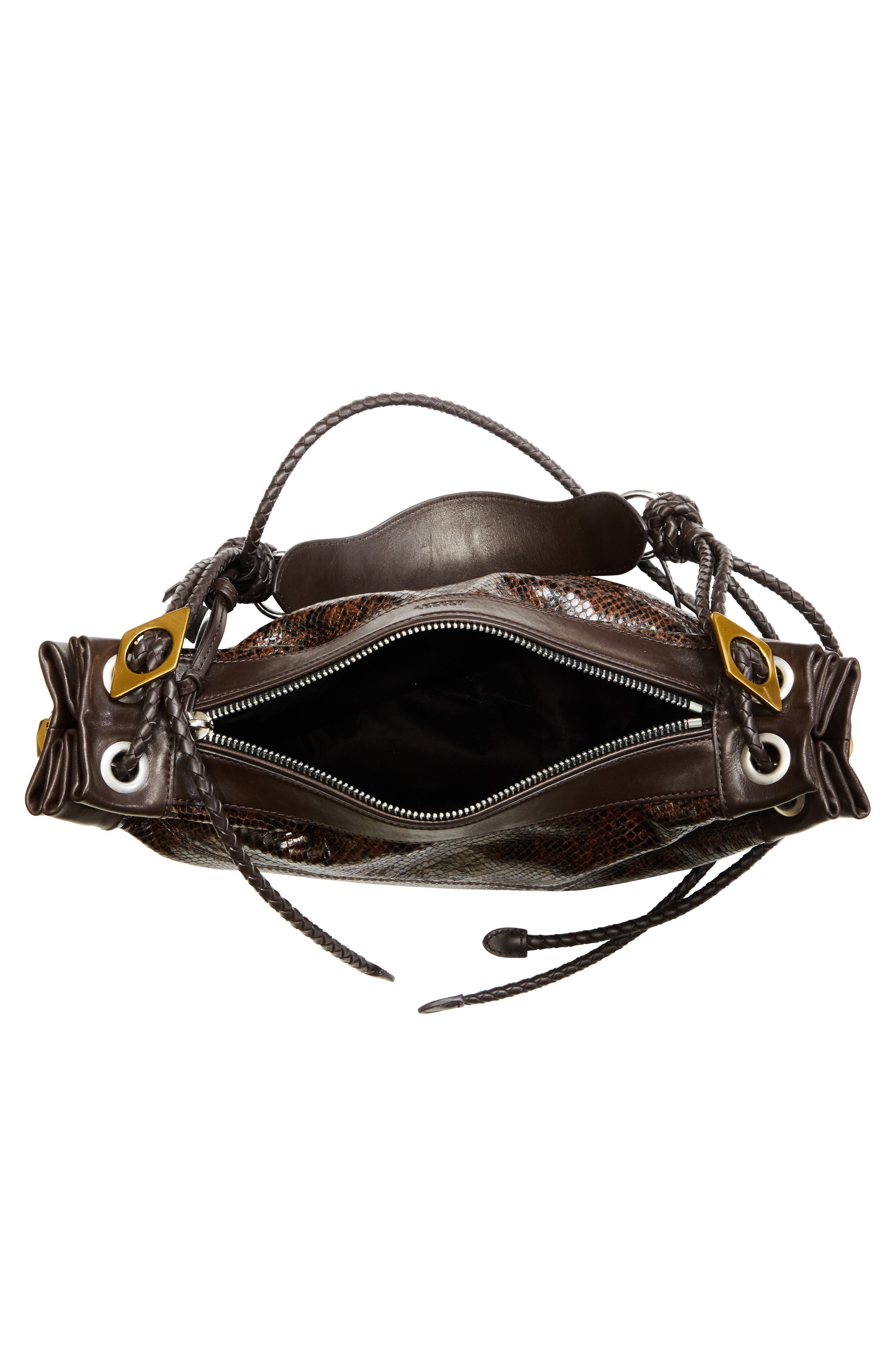 Medium Maia Snakeskin Embossed Leather Shoulder Bag, Alternate, color, MOCHA