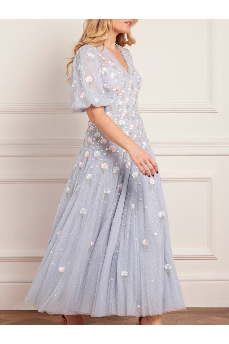 Dandelion Ditsy Ankle Gown, Alternate, color, Skylight