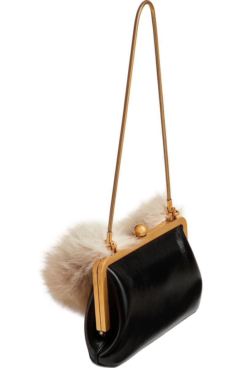 Khaite Small Lilith Patent Leather Handbag with Genuine Shearling Handle, Alternate, color,