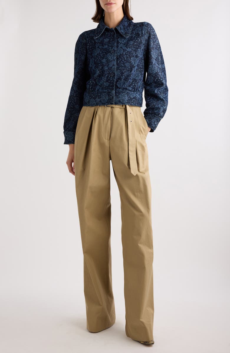 Dries Van Noten Vistam Floral Jacquard Crop Denim Jacket, Alternate, color,