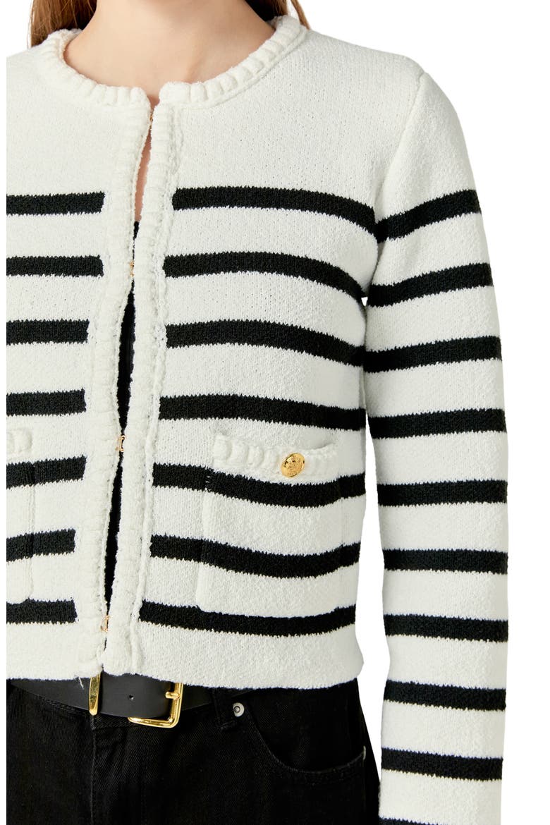 Stripe Crop Cardigan, Alternate, color, OFF WHITE