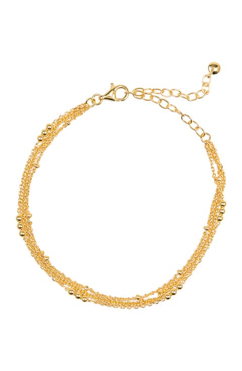 18K Yellow Gold Vermeil Layered Chain Bracelet