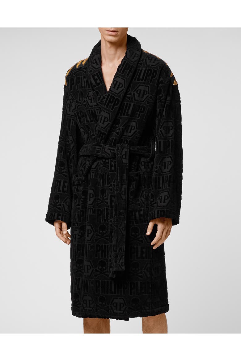 Bathrobe Eagle Unisex, Main, color, black/gold