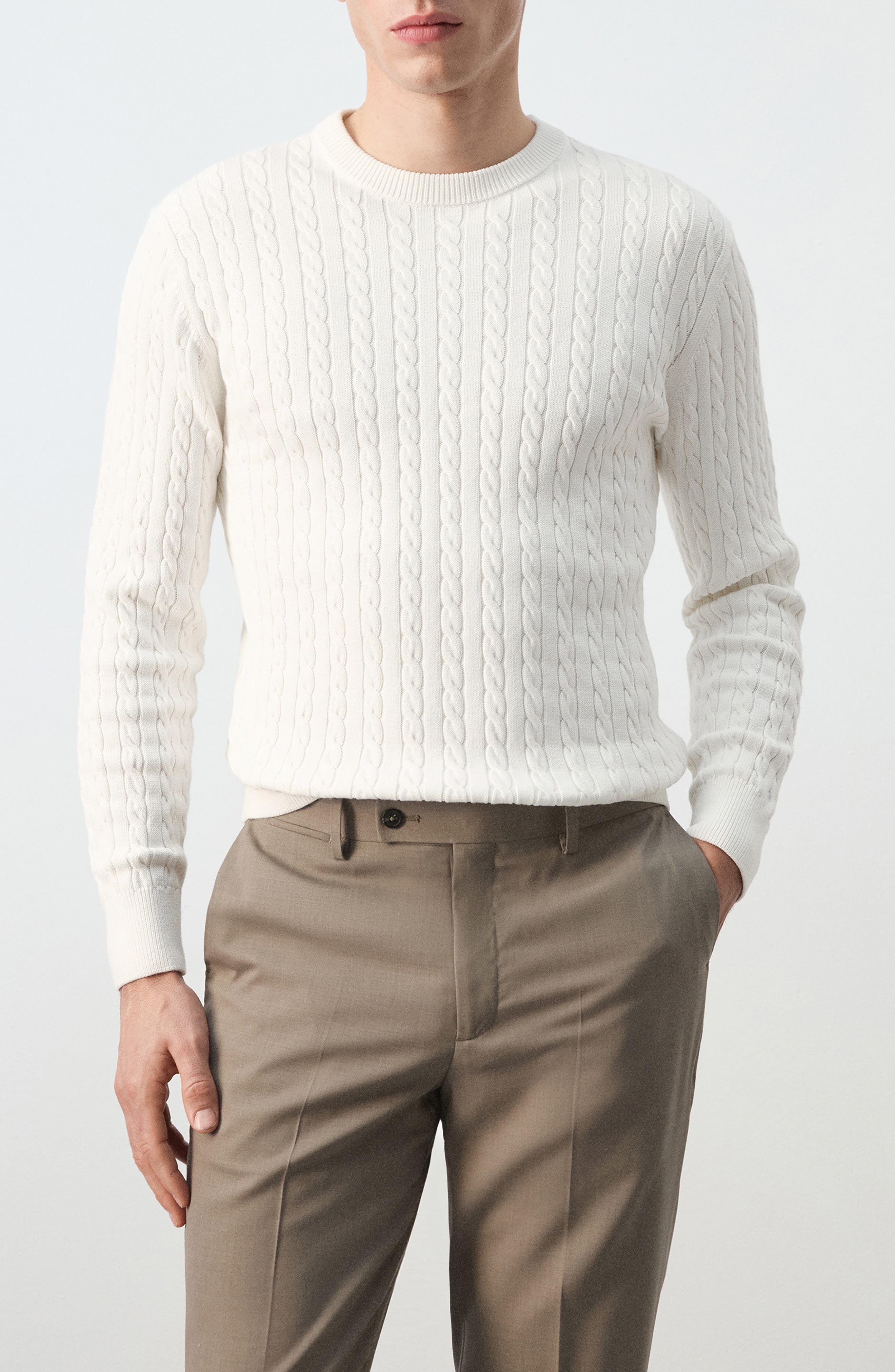 Crewneck Cable Stitch Sweater