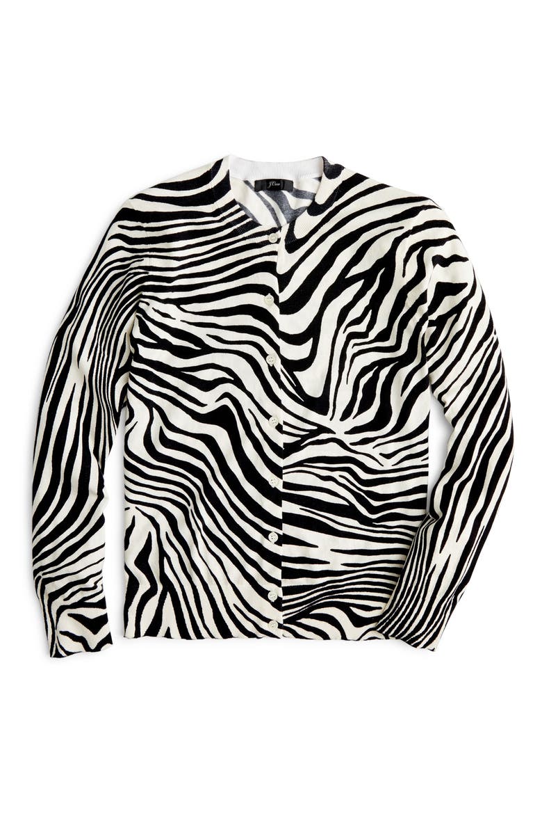 Jackie Zebra Print Cardigan, Alternate, color, BLACK CHAMPAGNE