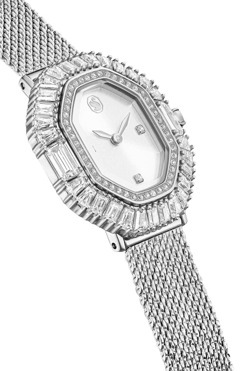 Swarovski Matrix Octagon Mesh Strap Watch, 30mm x 25mm, Alternate, color, Silver