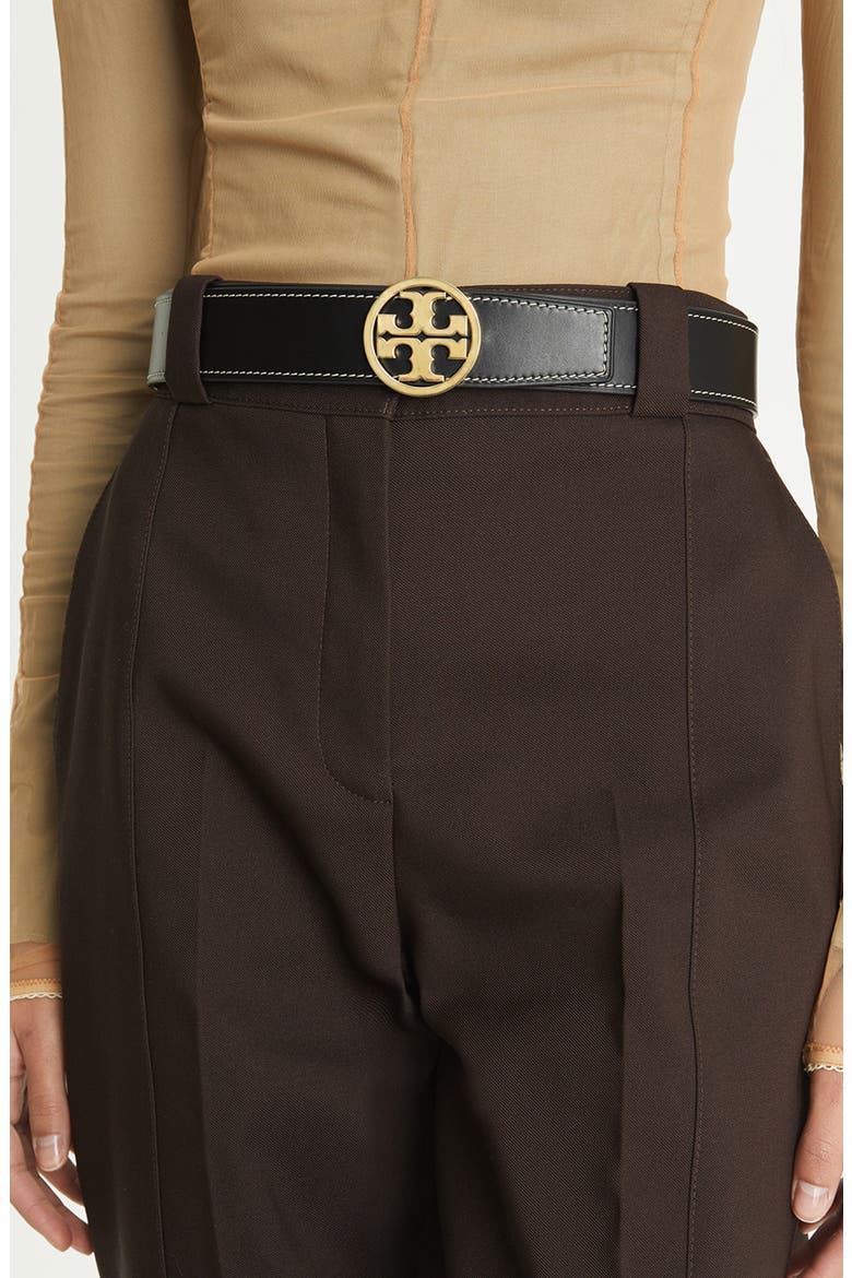 1.5-Inch Miller Smooth Leather Reversible Logo Belt, Alternate, color, BLACK / MALT WHISKEY