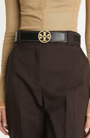 Tory Burch 1.5-Inch Miller Smooth Leather Reversible Logo Belt