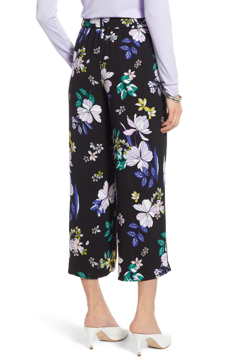 Wide Leg Crop Pants, Alternate, color, BLACK FLORAL