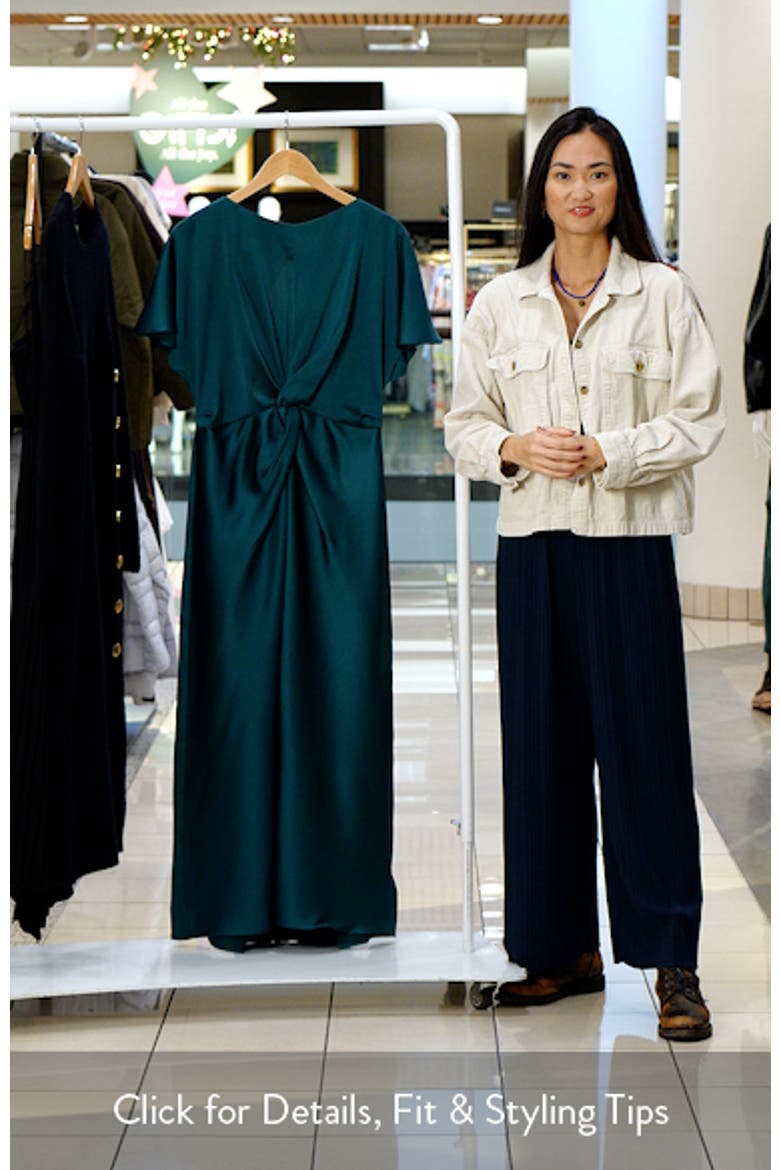 Center Twist Satin Midi Dress video