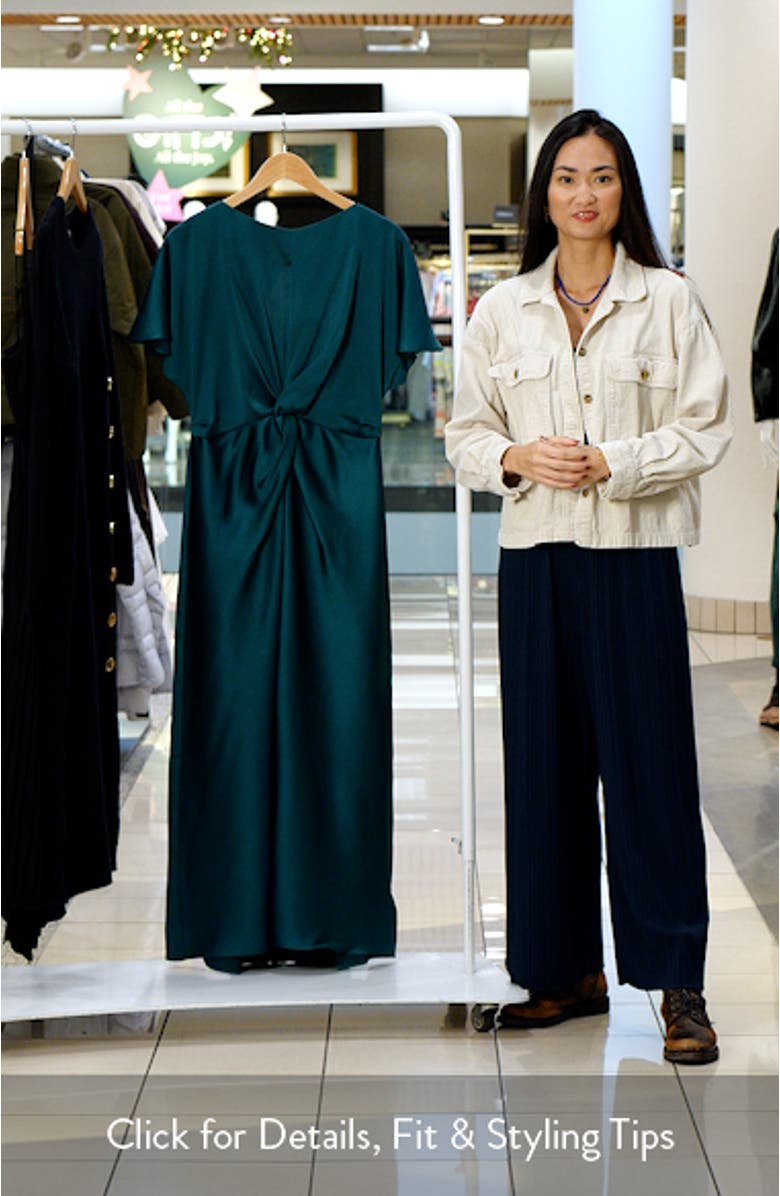 Center Twist Satin Midi Dress, sales video thumbnail