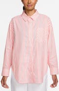 Nike Sportswear Oversize Stripe Cotton Button-Up Shirt