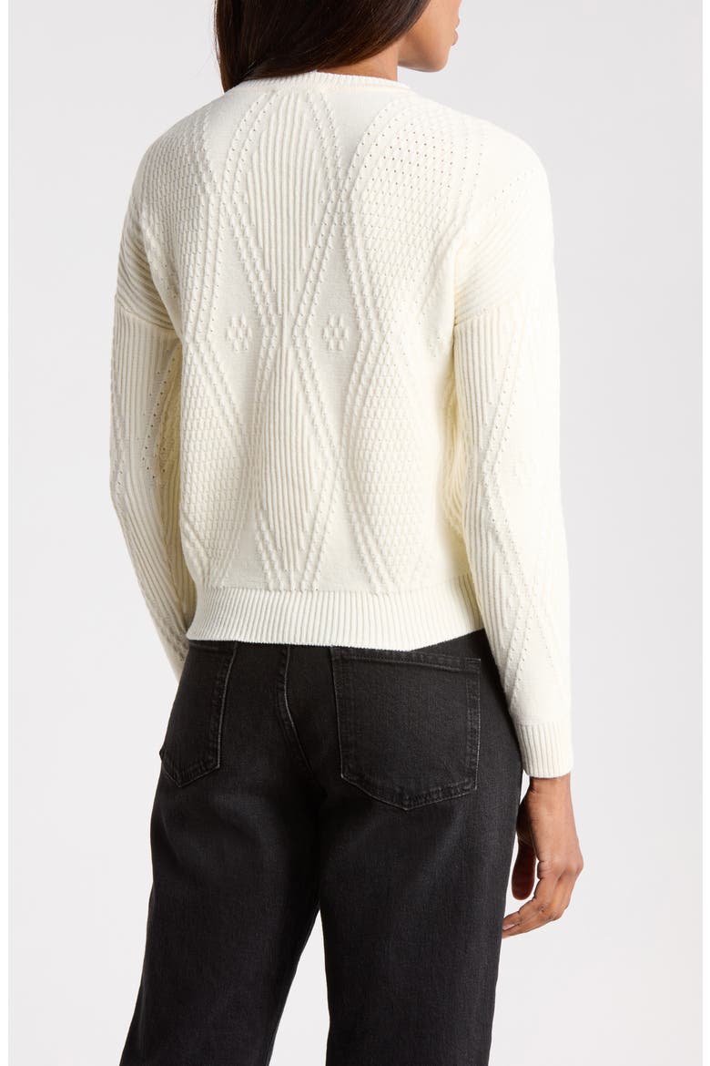 3D Heart Sweater, Alternate, color, CANNOLI CREAM/ VERY BLACK