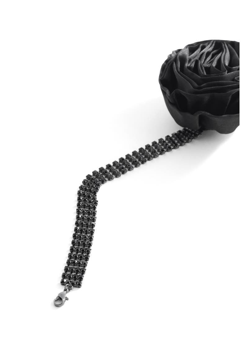 Maxi Flower Choker Necklace, Alternate, color, BLACK