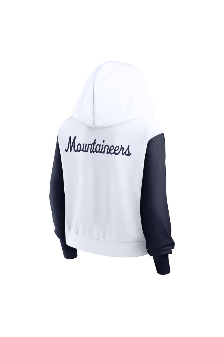 Women's Nike White West Virginia Mountaineers Cropped Beyond Capability Color-Block Script Full-Zip Hoodie, Alternate, color, White