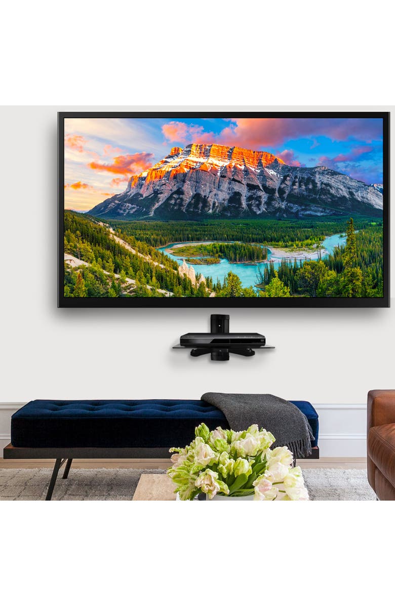 Megamounts Tempered Glass Single Stud 22lb Shelf Wall Mount, Alternate, color, Black