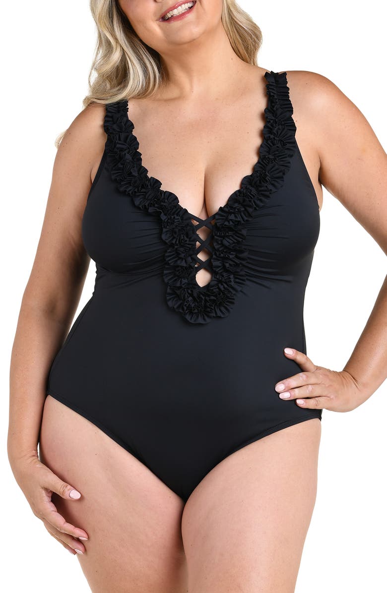 La Blanca Island Plunge One-Piece Swimsuit, Main, color, 
