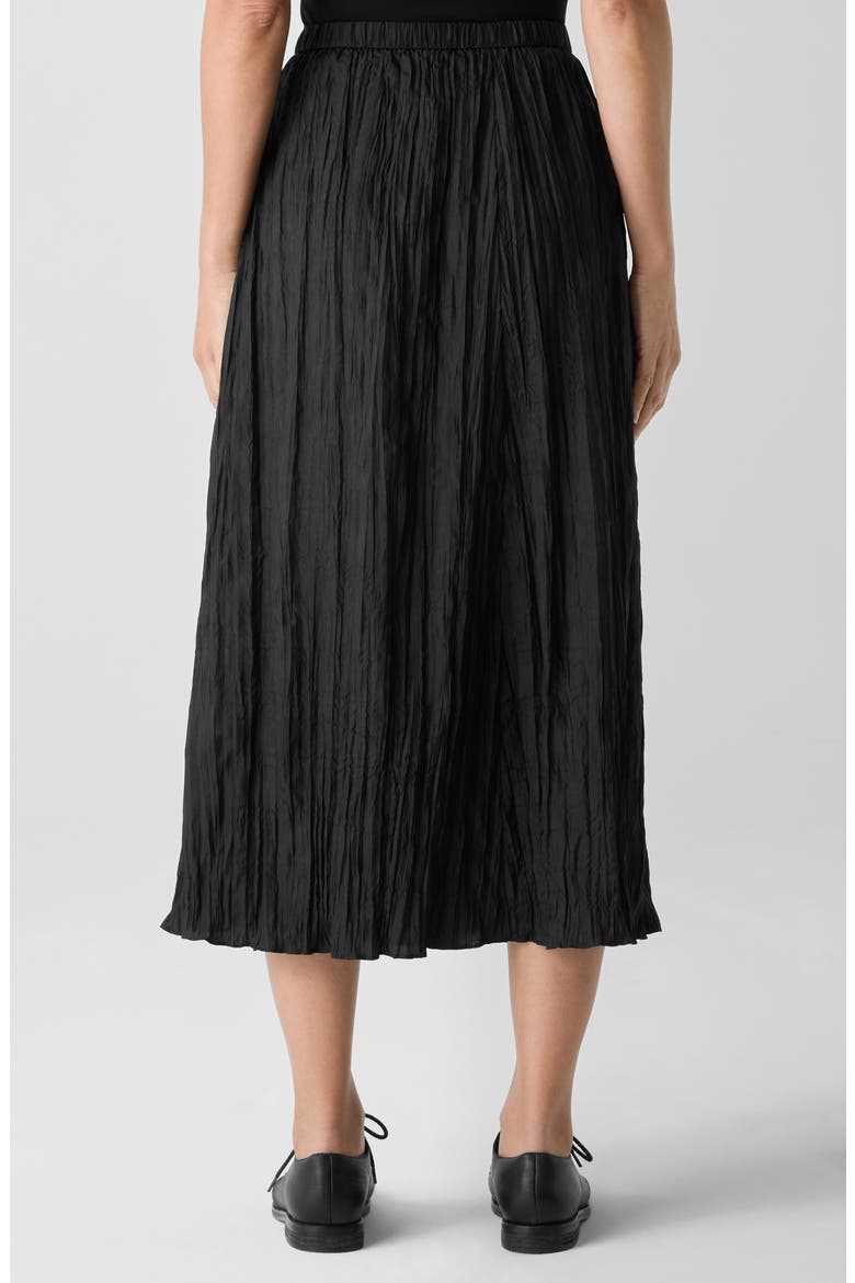 Crinkled Silk Midi Skirt, Alternate, color, BLACK