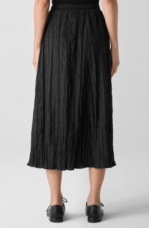 Eileen Fisher Crushed Silk Flared Skirt In Black