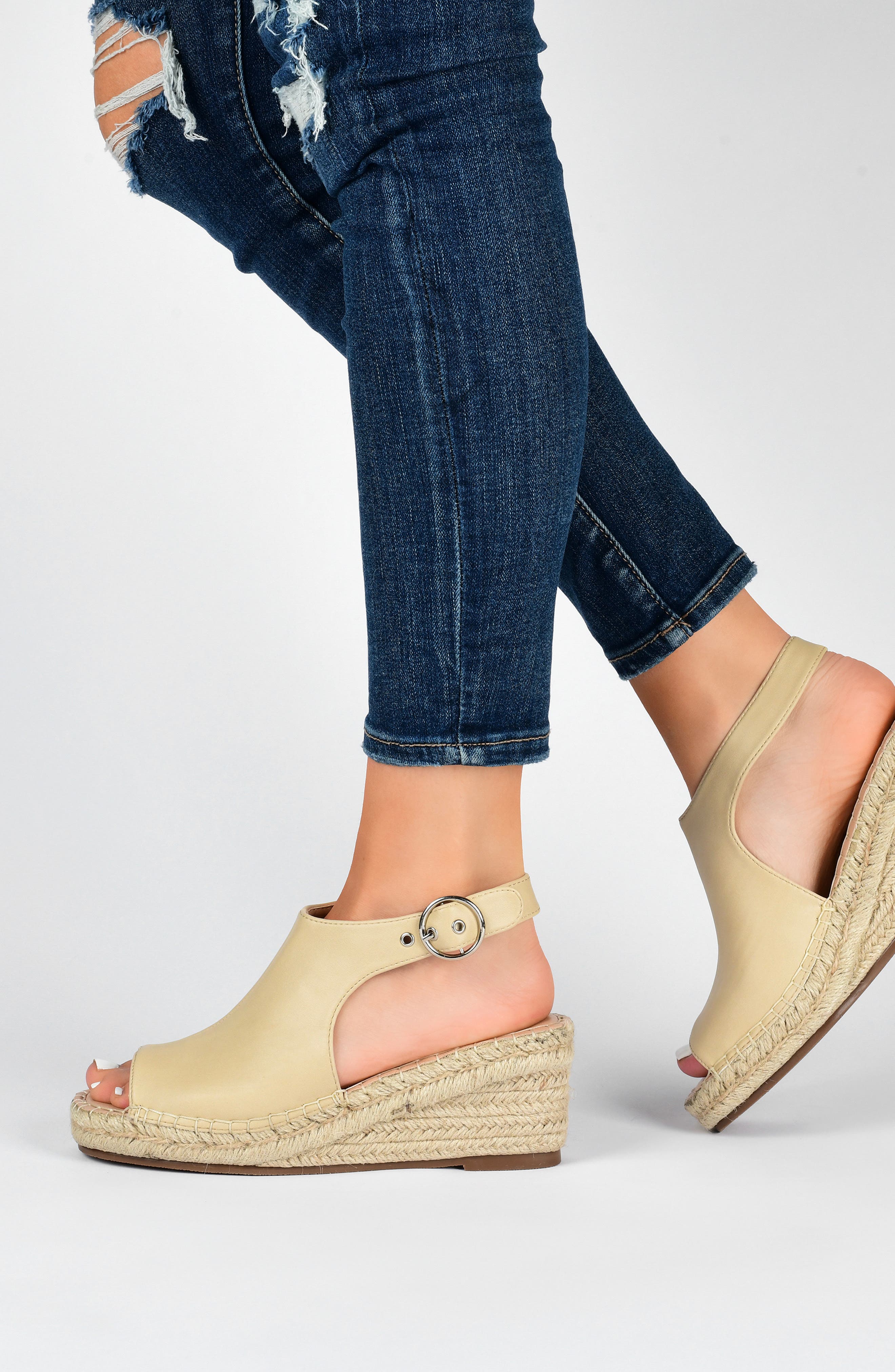 Journee Collection JOURNEE Crew Espadrille Wedge Sandal, Alternate, color, Taupe
