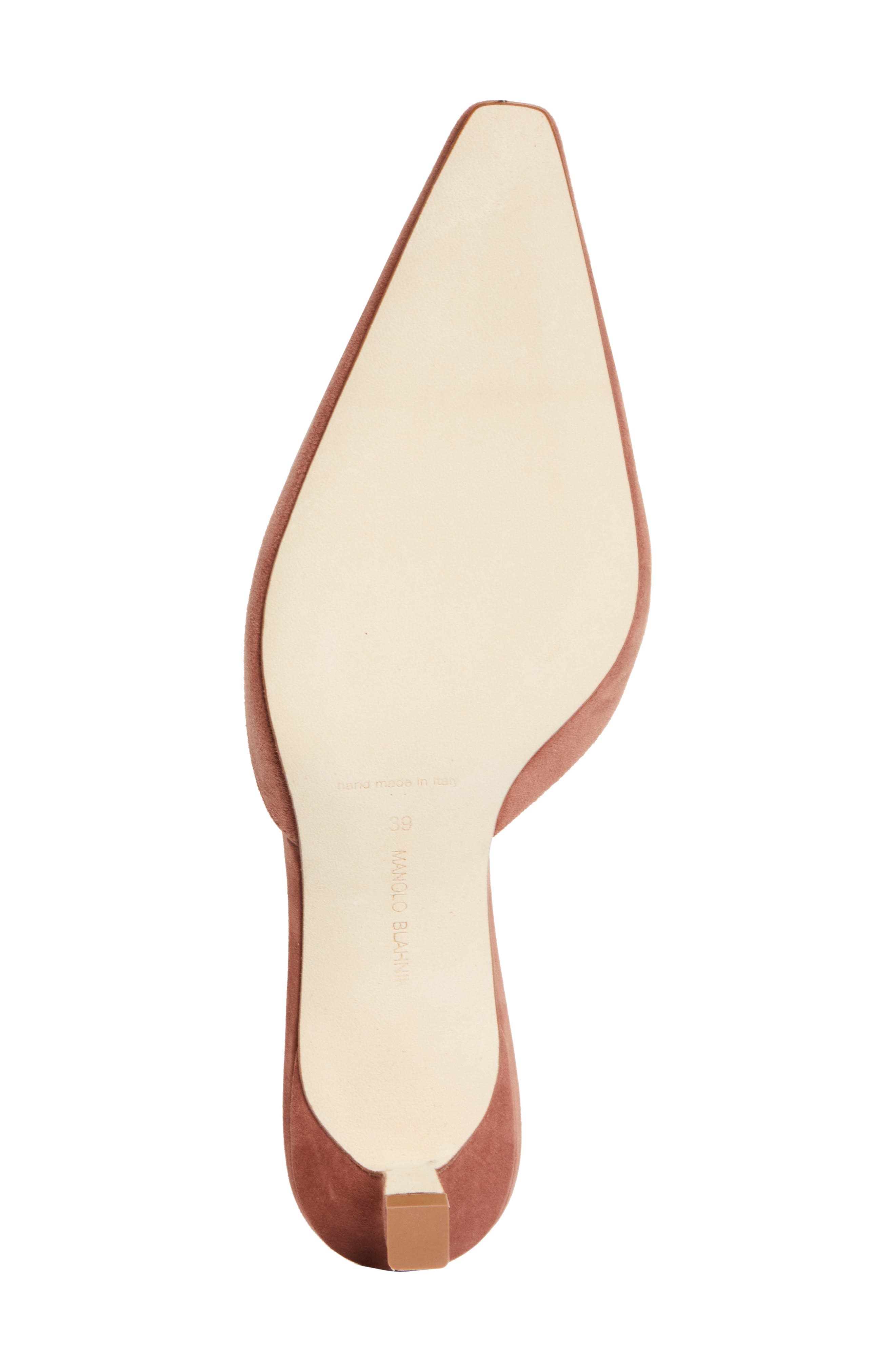 Manolo Blahnik Moiramu Pointed Toe Kitten Heel Mule, Alternate, color, Medium Brown